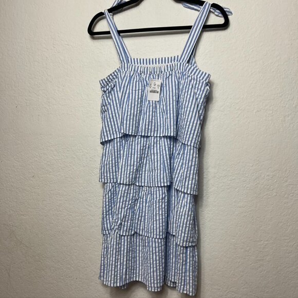 CrewCuts Seersucker Overlay Midi Tank Striped Dress - Picture 4 of 6